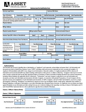 Business Loan Pre-Qualification Form