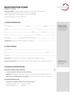 Evangelical Covenant Church Registration Form