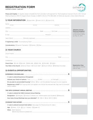 Evangelical Covenant Church Annual Meeting Registration Form