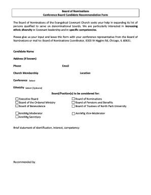 Conference Board Candidate Recommendation Form