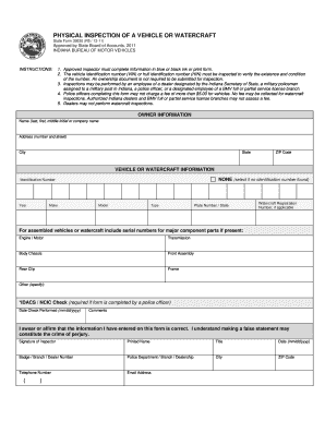 Indiana Vehicle or Watercraft Inspection Form