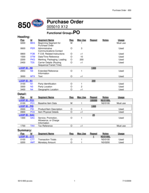 Purchase Order Form 850