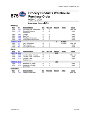 Grocery Products Purchase Order Template