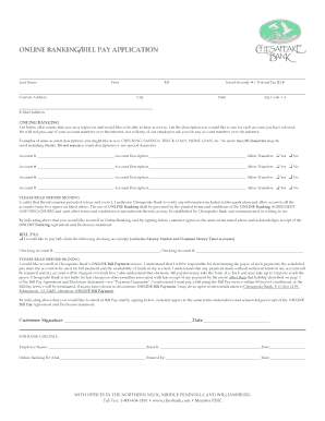 Chesapeake Bank Online Banking and Bill Pay Application