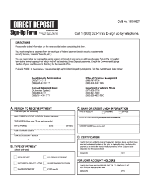 US Federal Direct Deposit Sign-Up Form