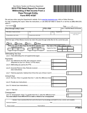 New Mexico PTW Detail Report Form RPD-41367