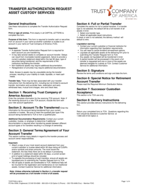 Transfer Authorization Request Form