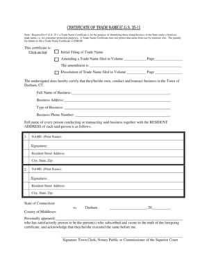 Certificate of Trade Name