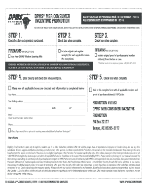 DPMS MSR Consumer Incentive Rebate Form