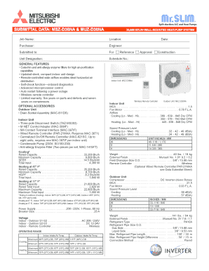 Mitsubishi Electric Heat Pump System Data Submittal