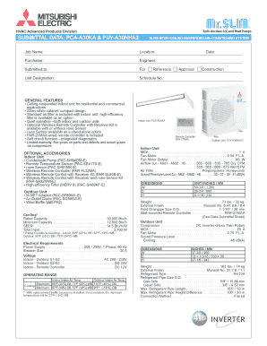 Mitsubishi Electric Air Conditioning System Submittal Data