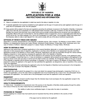 Namibia Visa Application Form
