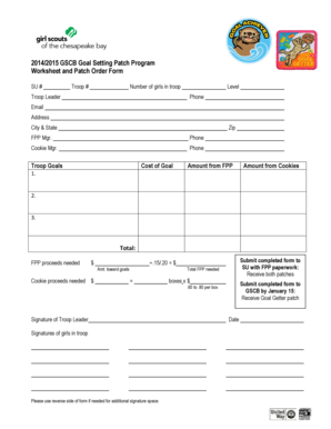 Girl Scout Goal Setting Patch Program Form