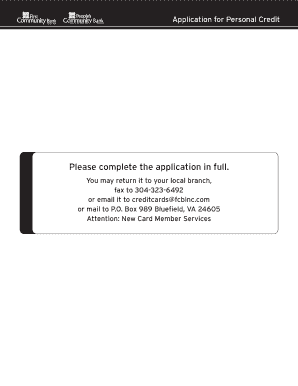 Application for Personal Credit