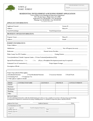 Residential Development and Building Permit Application