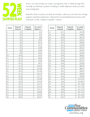 52 Week Savings Plan