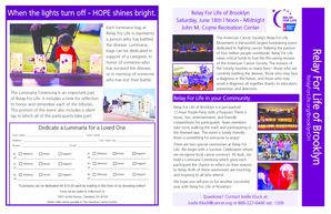 Relay For Life Luminaria Dedication Form