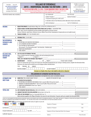 Village of Evendale Individual Income Tax Return