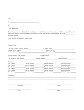 Credit Reference Request Form