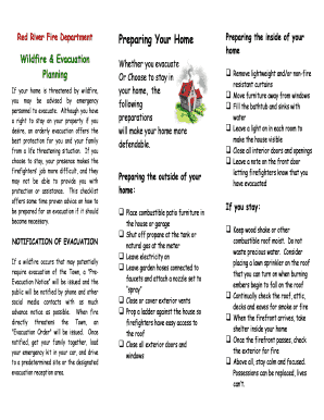 Wildfire Evacuation Checklist