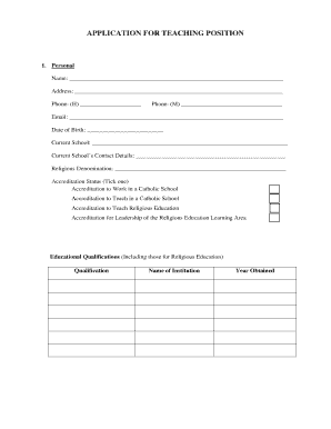 Application for Teaching Position