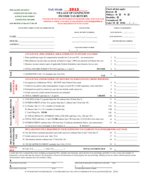 Lexington Income Tax Return