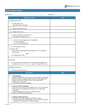 Dealer Install Checklist