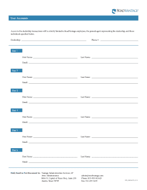 RoadVantage User Account Access Form