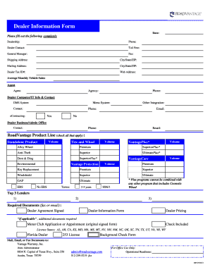 Dealer Information Form