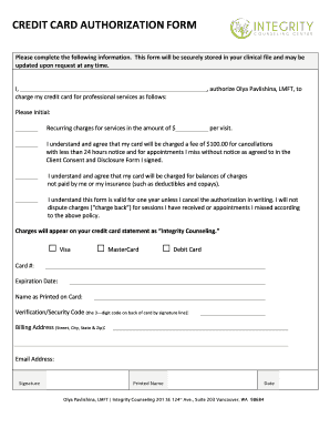 Credit Card Authorization Form