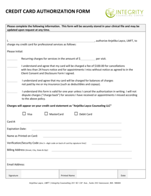 Credit Card Authorization Form