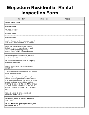 Mogadore Residential Rental Inspection Form