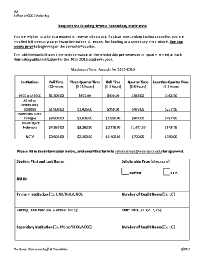 Buffett or COS Scholarship Request Form