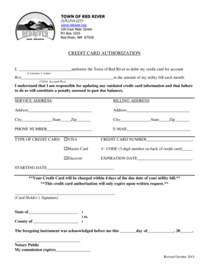 Credit Card Authorization Form
