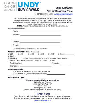 Undy Run/Walk Donation Form