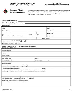American Friends Service Committee Application Form