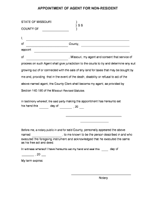 Appointment of Agent for Non-Resident
