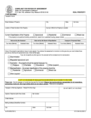Missouri Real Property Assessment Complaint