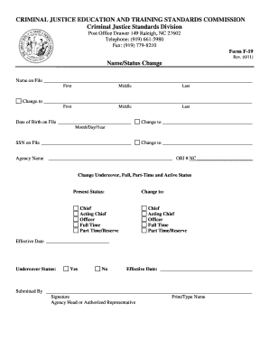 Criminal Justice Name Status Change Form