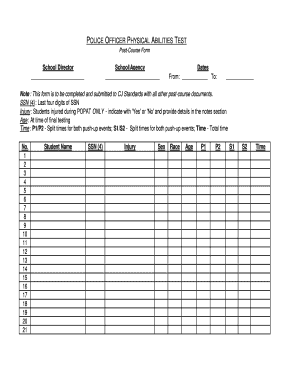 Police Officer Physical Abilities Test Post-Course Form