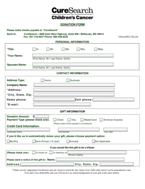 CureSearch Donation Form