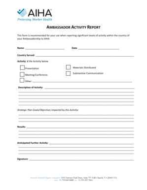 How to write activity report sample - AMBASSADOR ACTIVITY REPORT - AIHA - aiha