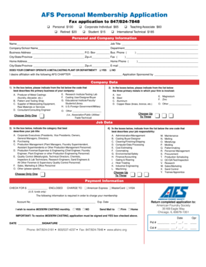 AFS Personal Membership Application