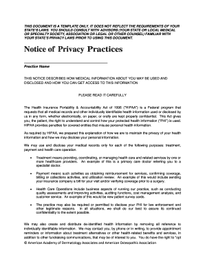 HIPAA Notice of Privacy Practices Template