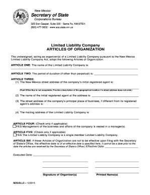 New Mexico LLC Articles of Organization