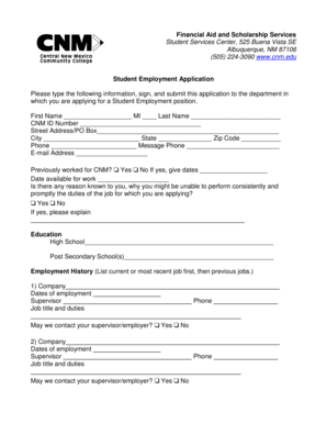 Student Employment Application