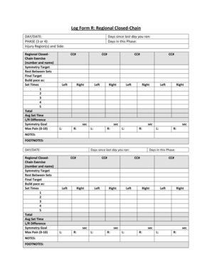 Log Form R Regional Closed-Chain - Postinjury Running