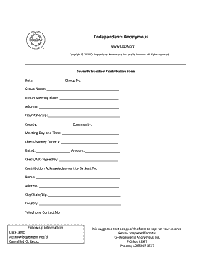 Seventh Tradition Contribution Form