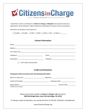 Citizens in Charge Donation Form