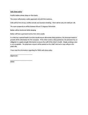 YMCA Safe Sleep Policy
